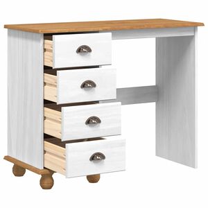 vidaXL Writing Desk ASKIM White 95 x 40 x 75 cm Solid Pine Wood