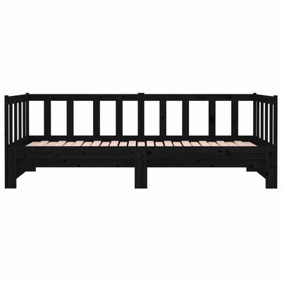 vidaXL Pull-out Day Bed Black 2x(80x200) cm Solid Wood Pine