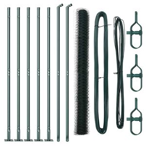 vidaXL Hexagonal Fence with Concrete Base 10 x 1.6 m PVC-Coated Steel