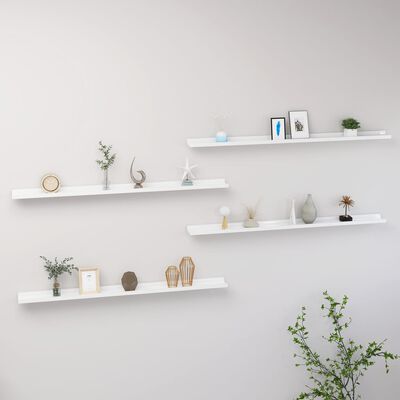 vidaXL Wall Shelves 4 pcs High Gloss White 115x9x3 cm
