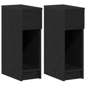 vidaXL Bedside Cabinets with Drawer 2 pcs Black Oak 20x36x60 cm