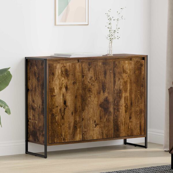 vidaXL Side Cabinet Smoke Oak 96.5 x 30 x 75 cm Engineered Wood
