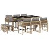 vidaXL 11 Piece Garden Dining Set with Cushions Mix Beige Poly Rattan