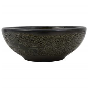 vidaXL Countertop Basin Black Round &Phi;41x14 cm Ceramic