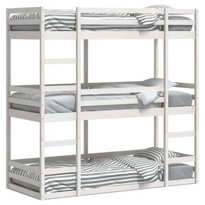 vidaXL Triple Bunk Bed without Mattress White 75x190 cm Small Single Solid Wood Pine