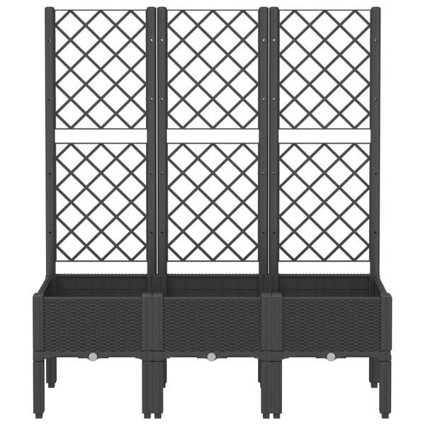 vidaXL Garden Planter with Trellis Black 120x40x142 cm PP