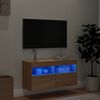 vidaXL TV Wall Cabinet with LED Lights Sonoma Oak 80x30x40 cm