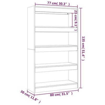 vidaXL Book Cabinet/Room Divider Concrete Grey 80x30x135 cm Engineered Wood