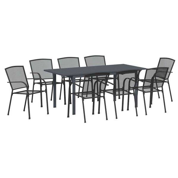 vidaXL Garden Dining Set 9 pcs Anthracite Powder-coated Steel