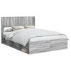 vidaXL Bed Frame with Storage and Headboard Grey Sonoma 120 x 190 cm