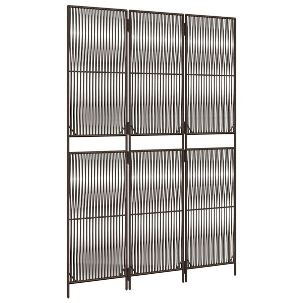 vidaXL Room Divider 3 Panels Brown Poly Rattan