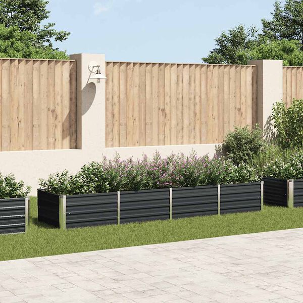vidaXL Garden Raised Bed Anthracite 320x80x45 cm Galvanised Steel