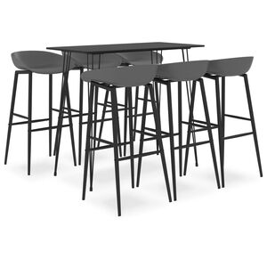 vidaXL 7 Piece Bar Set Black and Grey