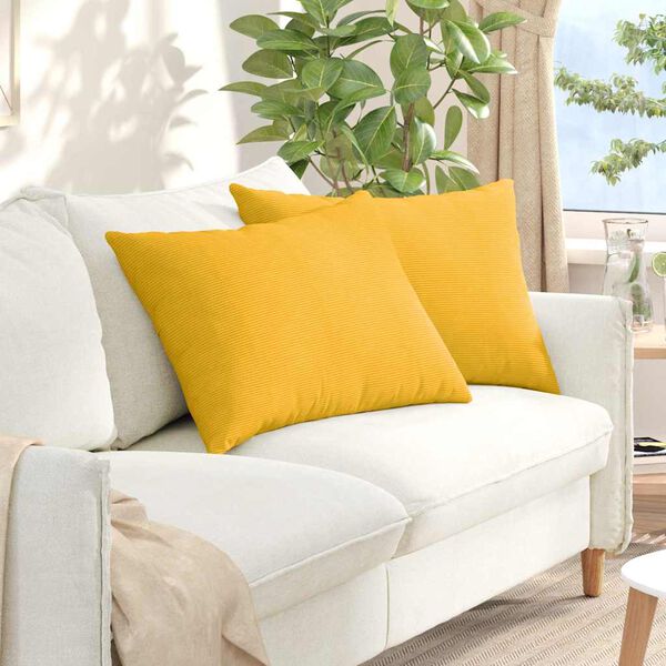 vidaXL Sofa Pillows 2 pcs Light Yellow 70 x 50 cm Corduroy Fabric