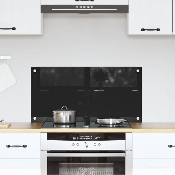 vidaXL Kitchen Backsplash Black 80 x 40 cm Tempered Glass