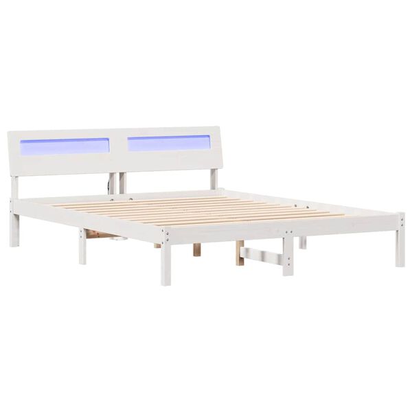 vidaXL Bed Frame with Headboard White 150 x 200 cm Solid Pine Wood