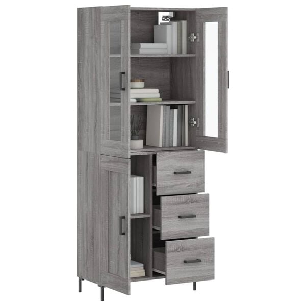 vidaXL Highboard Grey Sonoma 69.5x34x180 cm Engineered Wood