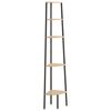 vidaXL Corner Shelf | Light brown and black | Engineered wood, steel | Medium