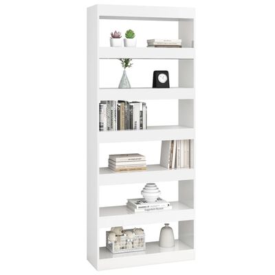 vidaXL Book Cabinet/Room Divider High Gloss White 80x30x198 cm Engineered Wood