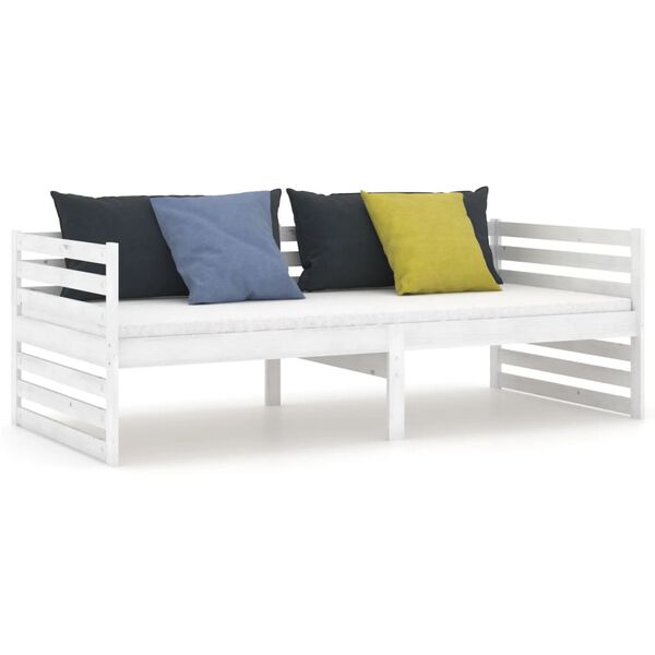 vidaXL Day Bed without Mattress White Solid Wood Pine 90x200cm