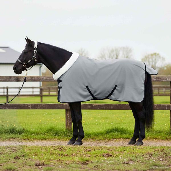 vidaXL Horse Blanket Full Light Grey and Pink 105 cm Polar fleece