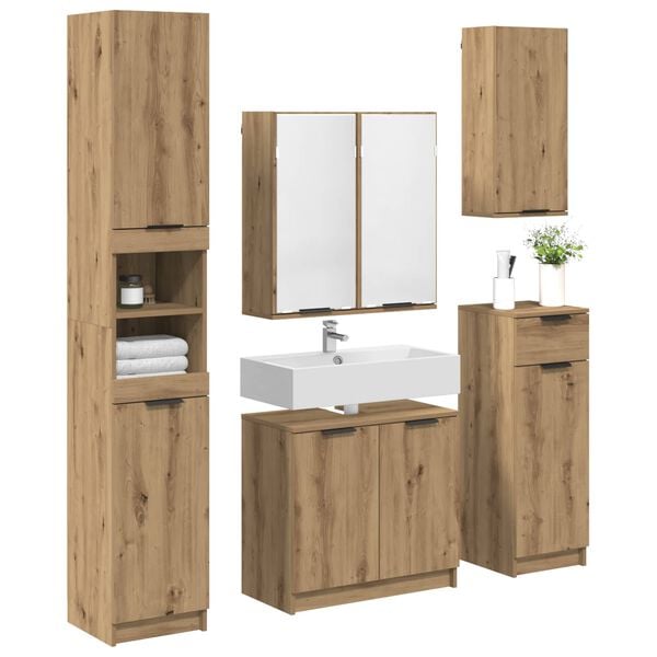 vidaXL Bathroom Furniture Set 5 pcs Artisan Oak Engineered Wood