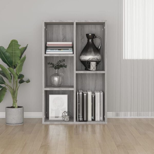 vidaXL Book Cabinet/Sideboard Grey Sonoma 50x25x80 cm Engineered Wood