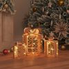 vidaXL Gift Box Decoration 3 pcs Warm white 20 x 20 x 20 cm PET