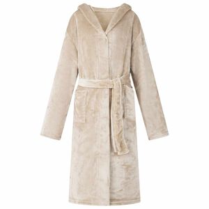 vidaXL Bathrobe Hoodie Beige M Flannel