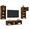 vidaXL 5 Piece TV Wall Units with LED Smoked Oak Engineered Wood