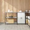 vidaXL Kitchen Storage Set with Shelf 2 pcs Silver Galvanised Steel