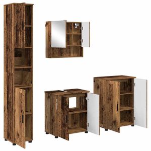 vidaXL Bathroom Furniture Set 4 pcs Old Wood Engineered wood & Metal