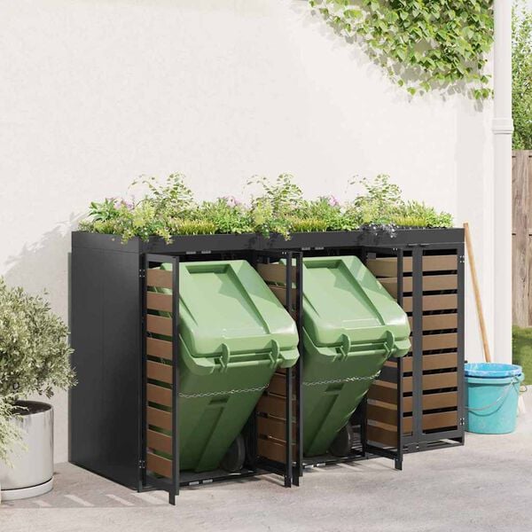 vidaXL Wheelie Bin Storage for 3 Bins Anthracite 204 x 77.5 x 121.5 cm