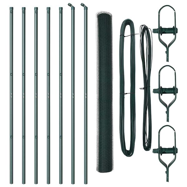 vidaXL Fence Post Green 10 x 1.6 m (13 mm mesh) Steel and PVC