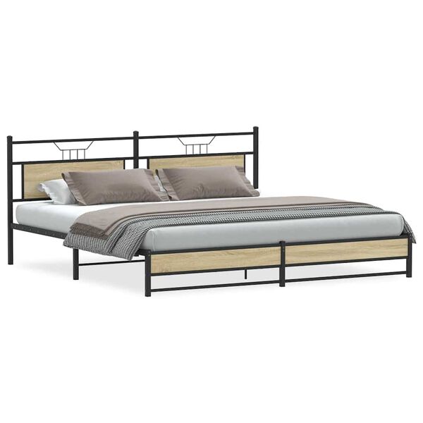 vidaXL Metal Bed Frame without Mattress Sonoma Oak 200x200 cm