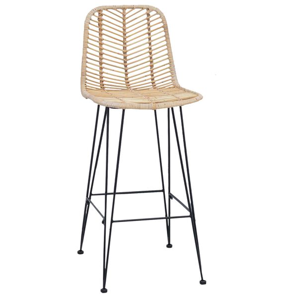 vidaXL Bar Chair 2 pcs Natural 44.5 x 53 x 111 cm Rattan and Iron