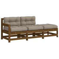 vidaXL 3 Piece Garden Lounge Set with Cushions Honey Brown Solid Wood