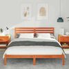 vidaXL Bed Frame with Headboard Wax Brown 160 x 220 cm Solid Pine Wood