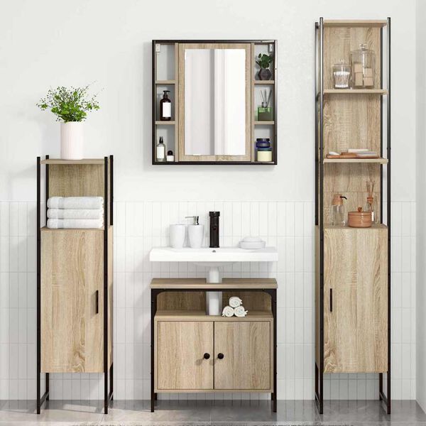 vidaXL Bathroom Furniture Set 4 pcs Sonoma Oak Engineered Wood