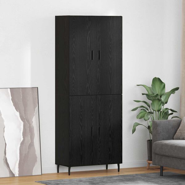 vidaXL Highboard 2 pcs Black oak Engineered Wood and Glass