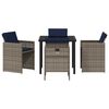 vidaXL Garden Dining Set with Cushion 5 pcs Grey Poly Rattan