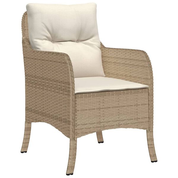 vidaXL Garden Chairs with Cushions 2 pcs Beige Poly Rattan