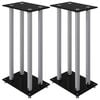 vidaXL Speaker Stands 2 pcs Black&Silver Tempered Glass 4 Pillars Design