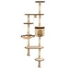 vidaXL Cat Tree with Sisal Scratching Posts Wall Mounted 194 cm Beige and Brown