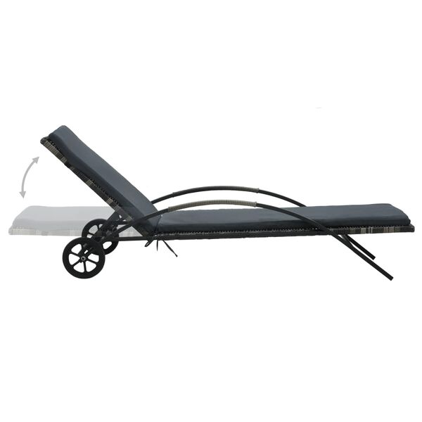 vidaXL Sun Loungers with Table Poly Rattan Anthracite