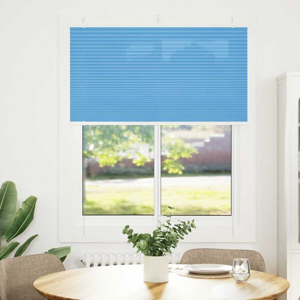 vidaXL Pleated Blind Blue 105x100 cm Fabric Width 104.4 cm Polyester