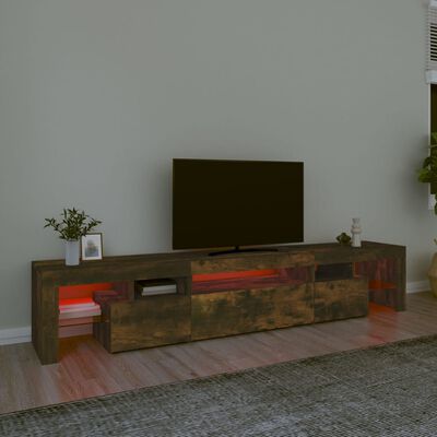 vidaXL TV Cabinet with LED Lights Smoked Oak 215x36.5x40 cm
