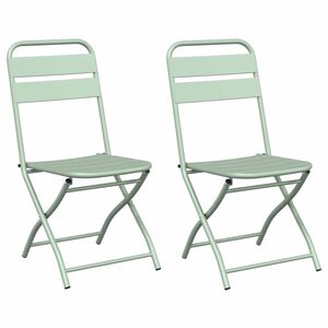 vidaXL Garden Folding Chair 2 pcs Light Mint Powder-Coated Steel