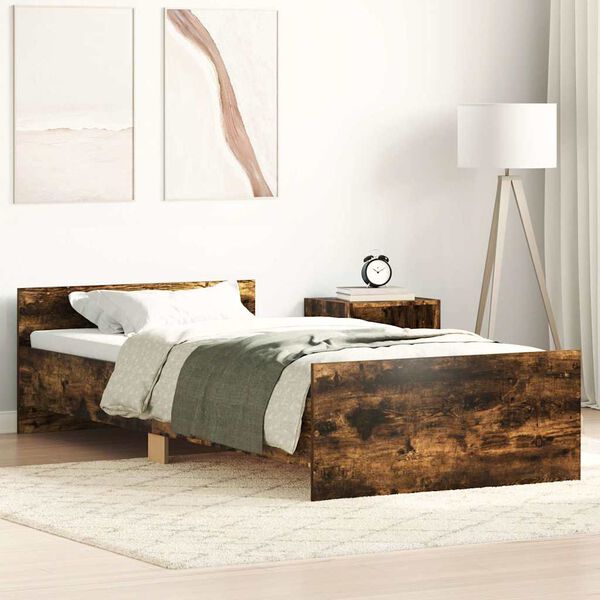 vidaXL Bed Frame without Mattress Smoked Oak 90x190 cm Single Engineered Wood