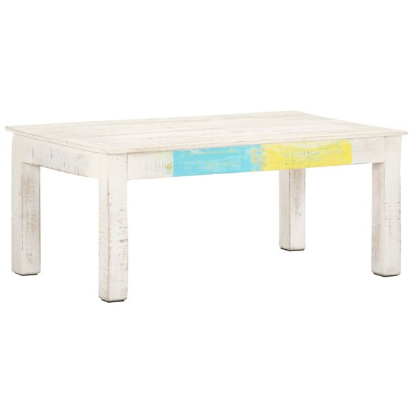 vidaXL Coffee Table White 110x60x45 cm Solid Mango Wood